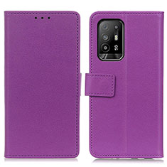 Funda de Cuero Cartera con Soporte Carcasa M08L para Oppo Reno5 Z 5G Morado