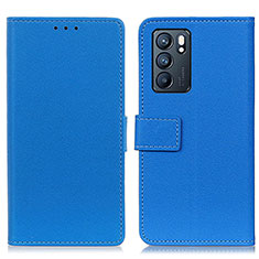 Funda de Cuero Cartera con Soporte Carcasa M08L para Oppo Reno6 5G Azul