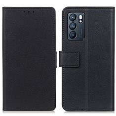 Funda de Cuero Cartera con Soporte Carcasa M08L para Oppo Reno6 5G Negro