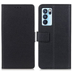 Funda de Cuero Cartera con Soporte Carcasa M08L para Oppo Reno6 Pro 5G India Negro