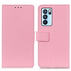 Funda de Cuero Cartera con Soporte Carcasa M08L para Oppo Reno6 Pro 5G India Rosa