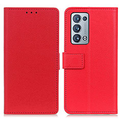 Funda de Cuero Cartera con Soporte Carcasa M08L para Oppo Reno6 Pro+ Plus 5G Rojo