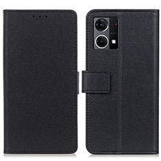 Funda de Cuero Cartera con Soporte Carcasa M08L para Oppo Reno7 4G Negro