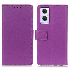 Funda de Cuero Cartera con Soporte Carcasa M08L para Oppo Reno7 Lite 5G Morado