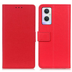 Funda de Cuero Cartera con Soporte Carcasa M08L para Oppo Reno7 Lite 5G Rojo