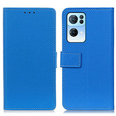 Funda de Cuero Cartera con Soporte Carcasa M08L para Oppo Reno7 Pro 5G Azul