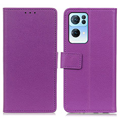 Funda de Cuero Cartera con Soporte Carcasa M08L para Oppo Reno7 Pro 5G Morado