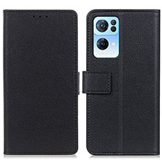 Funda de Cuero Cartera con Soporte Carcasa M08L para Oppo Reno7 Pro 5G Negro