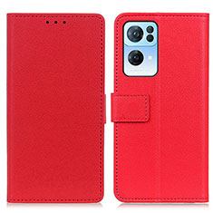 Funda de Cuero Cartera con Soporte Carcasa M08L para Oppo Reno7 Pro 5G Rojo