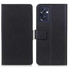 Funda de Cuero Cartera con Soporte Carcasa M08L para Oppo Reno7 SE 5G Negro