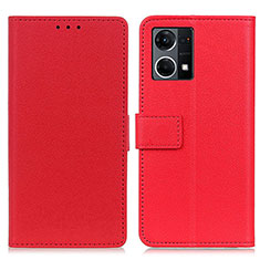 Funda de Cuero Cartera con Soporte Carcasa M08L para Oppo Reno8 4G Rojo