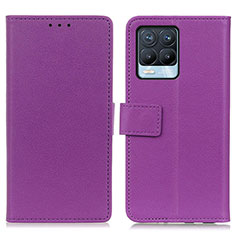 Funda de Cuero Cartera con Soporte Carcasa M08L para Realme 8 4G Morado