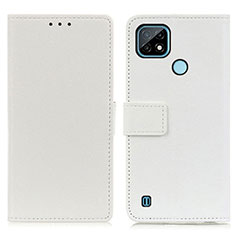 Funda de Cuero Cartera con Soporte Carcasa M08L para Realme C21 Blanco