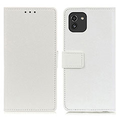 Funda de Cuero Cartera con Soporte Carcasa M08L para Samsung Galaxy A03 Blanco