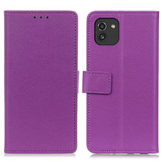 Funda de Cuero Cartera con Soporte Carcasa M08L para Samsung Galaxy A03 Morado