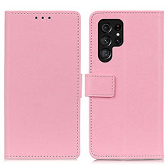 Funda de Cuero Cartera con Soporte Carcasa M08L para Samsung Galaxy S22 Ultra 5G Rosa