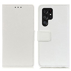 Funda de Cuero Cartera con Soporte Carcasa M08L para Samsung Galaxy S23 Ultra 5G Blanco