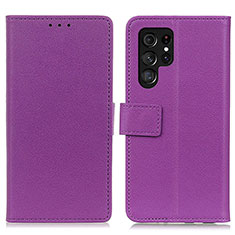 Funda de Cuero Cartera con Soporte Carcasa M08L para Samsung Galaxy S24 Ultra 5G Morado