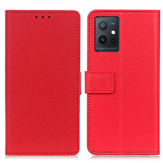 Funda de Cuero Cartera con Soporte Carcasa M08L para Vivo T1 5G India Rojo