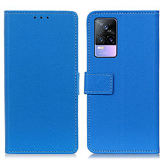 Funda de Cuero Cartera con Soporte Carcasa M08L para Vivo V21e 4G Azul