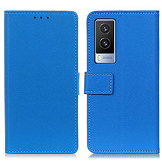 Funda de Cuero Cartera con Soporte Carcasa M08L para Vivo V21e 5G Azul