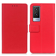 Funda de Cuero Cartera con Soporte Carcasa M08L para Vivo V21e 5G Rojo