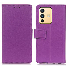 Funda de Cuero Cartera con Soporte Carcasa M08L para Vivo V23 5G Morado