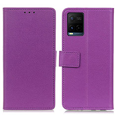 Funda de Cuero Cartera con Soporte Carcasa M08L para Vivo Y21a Morado