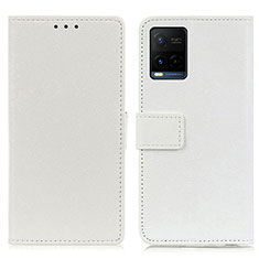 Funda de Cuero Cartera con Soporte Carcasa M08L para Vivo Y21G Blanco