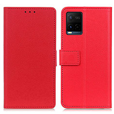 Funda de Cuero Cartera con Soporte Carcasa M08L para Vivo Y21G Rojo