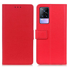 Funda de Cuero Cartera con Soporte Carcasa M08L para Vivo Y73 (2021) Rojo