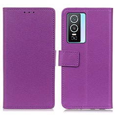 Funda de Cuero Cartera con Soporte Carcasa M08L para Vivo Y74s 5G Morado