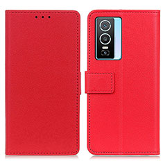 Funda de Cuero Cartera con Soporte Carcasa M08L para Vivo Y74s 5G Rojo