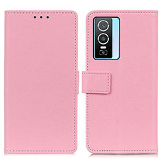 Funda de Cuero Cartera con Soporte Carcasa M08L para Vivo Y76s 5G Rosa