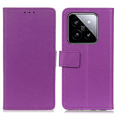 Funda de Cuero Cartera con Soporte Carcasa M08L para Xiaomi Mi 14 Pro 5G Morado