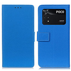 Funda de Cuero Cartera con Soporte Carcasa M08L para Xiaomi Poco M4 Pro 4G Azul