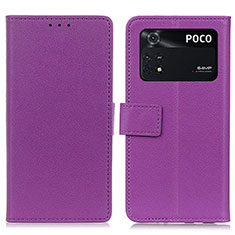 Funda de Cuero Cartera con Soporte Carcasa M08L para Xiaomi Poco M4 Pro 4G Morado