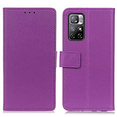 Funda de Cuero Cartera con Soporte Carcasa M08L para Xiaomi Poco M4 Pro 5G Morado