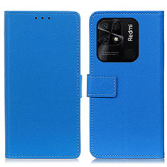 Funda de Cuero Cartera con Soporte Carcasa M08L para Xiaomi Redmi 10 India Azul