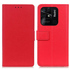 Funda de Cuero Cartera con Soporte Carcasa M08L para Xiaomi Redmi 10 India Rojo