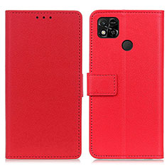 Funda de Cuero Cartera con Soporte Carcasa M08L para Xiaomi Redmi 9C NFC Rojo