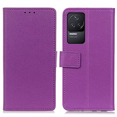 Funda de Cuero Cartera con Soporte Carcasa M08L para Xiaomi Redmi K50 5G Morado