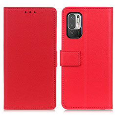 Funda de Cuero Cartera con Soporte Carcasa M08L para Xiaomi Redmi Note 10 5G Rojo