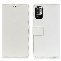 Funda de Cuero Cartera con Soporte Carcasa M08L para Xiaomi Redmi Note 10 JE 5G Blanco