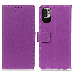 Funda de Cuero Cartera con Soporte Carcasa M08L para Xiaomi Redmi Note 10 JE 5G Morado