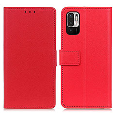 Funda de Cuero Cartera con Soporte Carcasa M08L para Xiaomi Redmi Note 10 JE 5G Rojo