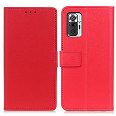 Funda de Cuero Cartera con Soporte Carcasa M08L para Xiaomi Redmi Note 10 Pro 4G Rojo