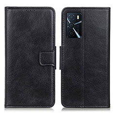 Funda de Cuero Cartera con Soporte Carcasa M09L para Oppo A16 Negro