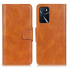 Funda de Cuero Cartera con Soporte Carcasa M09L para Oppo A16s Marron