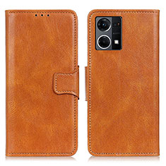 Funda de Cuero Cartera con Soporte Carcasa M09L para Oppo F21 Pro 4G Marron